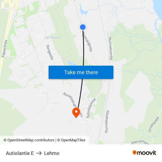 Autiolantie E to Lehmo map