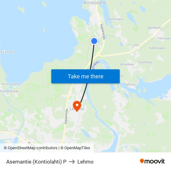 Asemantie (Kontiolahti) P to Lehmo map