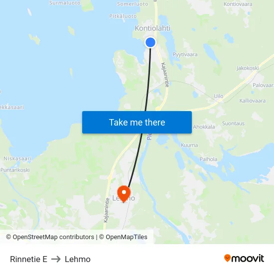 Rinnetie E to Lehmo map