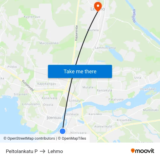 Peltolankatu P to Lehmo map