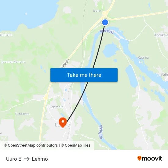 Uuro E to Lehmo map
