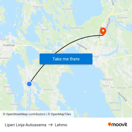 Liperi Linja-Autoasema to Lehmo map