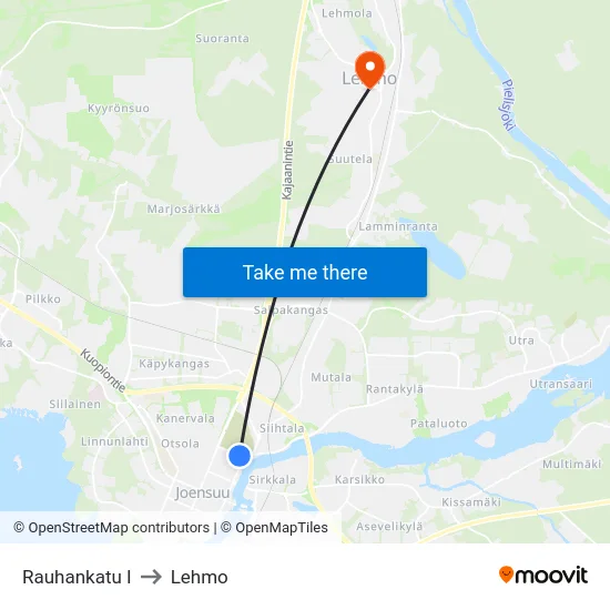 Rauhankatu I to Lehmo map