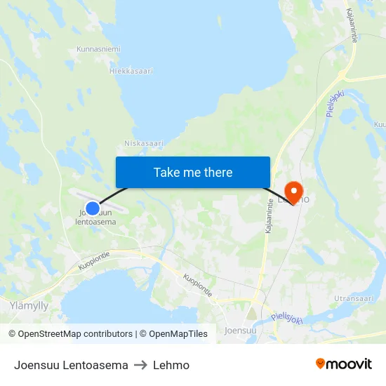 Joensuu Lentoasema to Lehmo map
