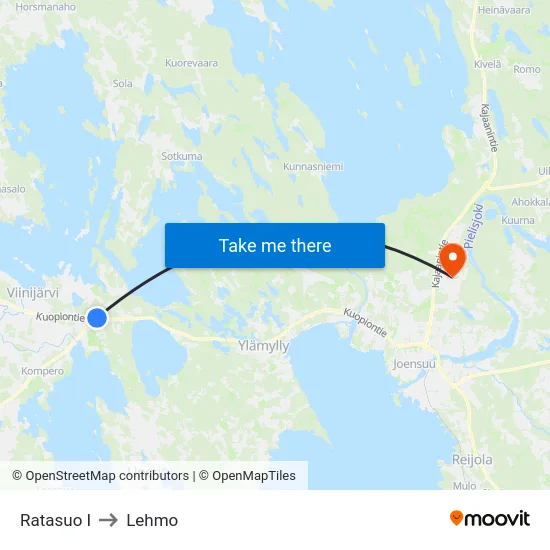 Ratasuo I to Lehmo map