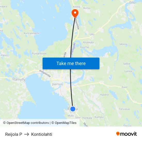 Reijola P to Kontiolahti map