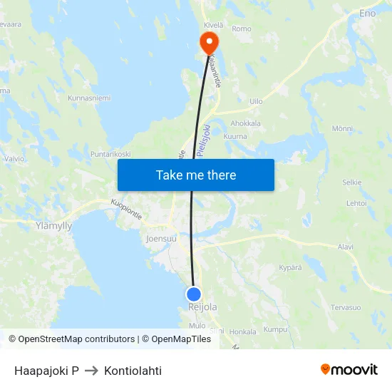 Haapajoki P to Kontiolahti map