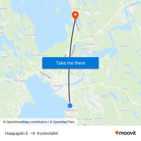 Haapajoki E to Kontiolahti map