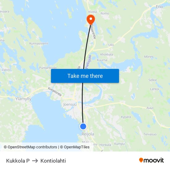 Kukkola  P to Kontiolahti map