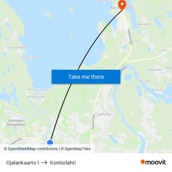 Ojalankaarto I to Kontiolahti map