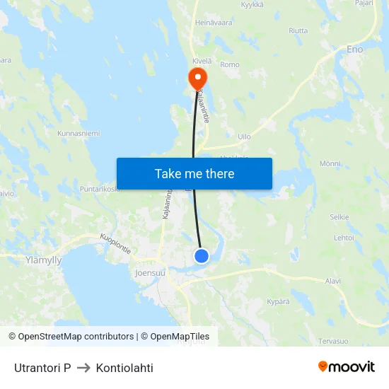 Utrantori P to Kontiolahti map