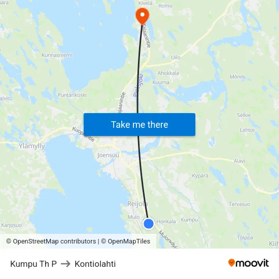 Kumpu Th P to Kontiolahti map