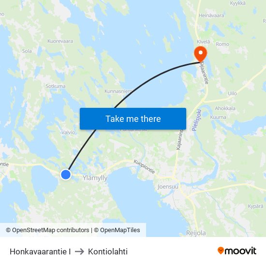 Honkavaarantie I to Kontiolahti map