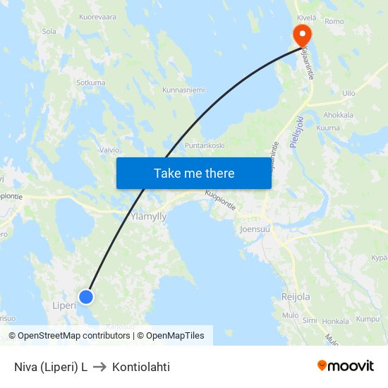 Niva (Liperi) L to Kontiolahti map