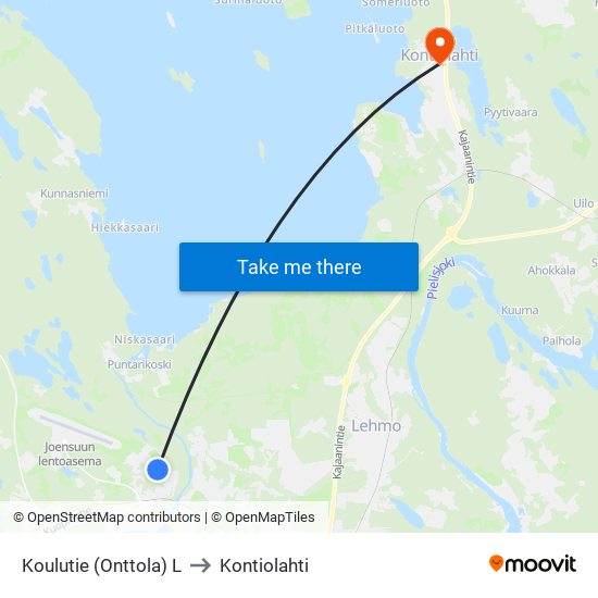 Koulutie (Onttola) L to Kontiolahti map