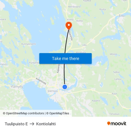 Tuulipuisto E to Kontiolahti map