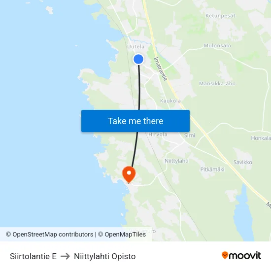 Siirtolantie E to Niittylahti Opisto map