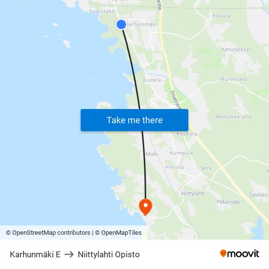 Karhunmäki E to Niittylahti Opisto map