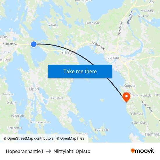 Hopearannantie I to Niittylahti Opisto map