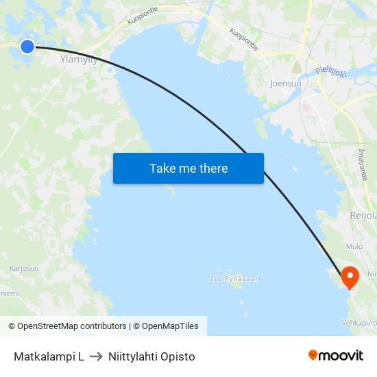 Matkalampi L to Niittylahti Opisto map