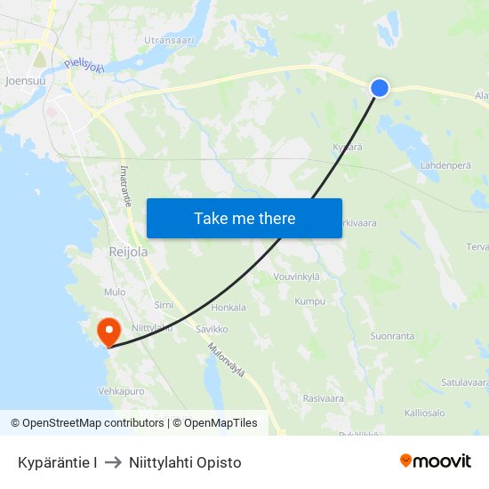 Kypäräntie I to Niittylahti Opisto map