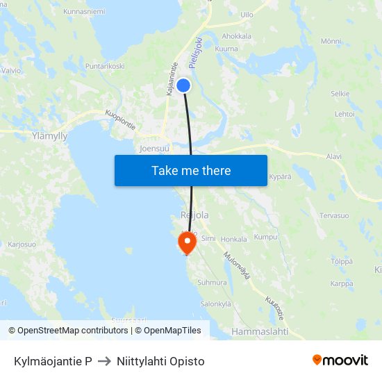 Kylmäojantie P to Niittylahti Opisto map