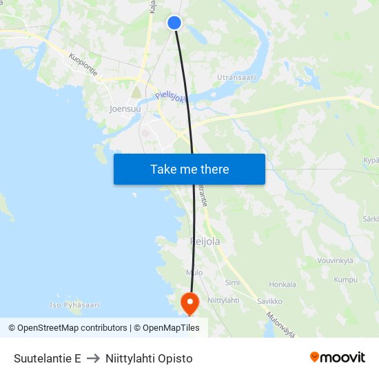 Suutelantie E to Niittylahti Opisto map