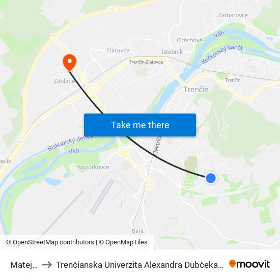 Mateja Bela to Trenčianska Univerzita Alexandra Dubčeka - Fakulta Špeciálnej Techniky map