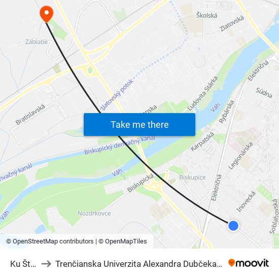 Ku Štvrtiam to Trenčianska Univerzita Alexandra Dubčeka - Fakulta Špeciálnej Techniky map