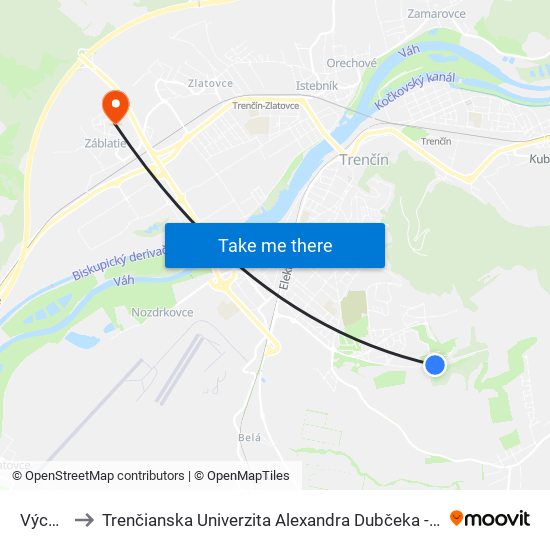 Východná to Trenčianska Univerzita Alexandra Dubčeka - Fakulta Špeciálnej Techniky map