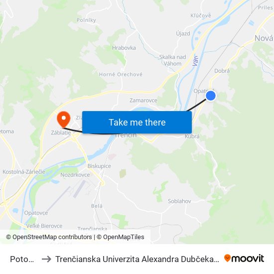 Potočná, Zš to Trenčianska Univerzita Alexandra Dubčeka - Fakulta Špeciálnej Techniky map