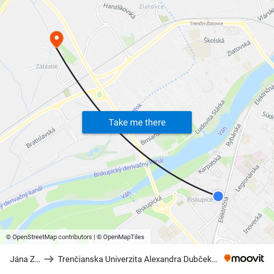 Jána Zemana to Trenčianska Univerzita Alexandra Dubčeka - Fakulta Špeciálnej Techniky map