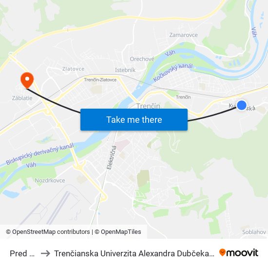 Pred Poľom to Trenčianska Univerzita Alexandra Dubčeka - Fakulta Špeciálnej Techniky map