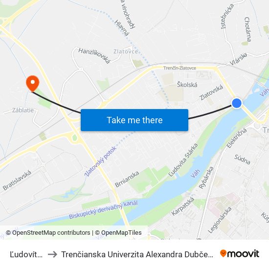 Ľudovíta Stárka to Trenčianska Univerzita Alexandra Dubčeka - Fakulta Špeciálnej Techniky map