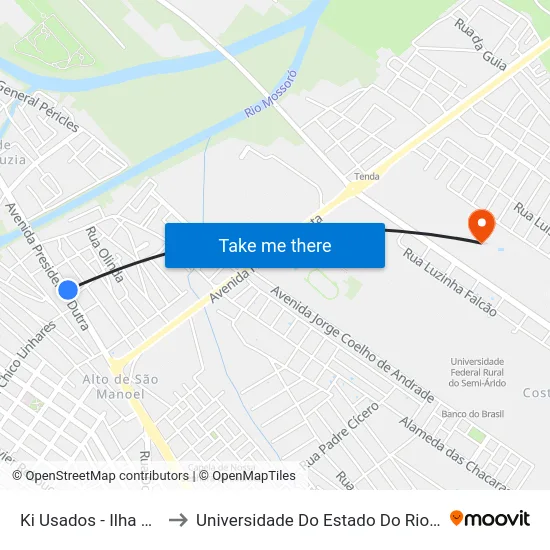 Ki Usados - Ilha Santa Luzia to Universidade Do Estado Do Rio Grande Do Norte map