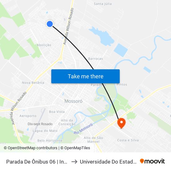 Parada De Ônibus 06 | Integração | Av. Da Integração to Universidade Do Estado Do Rio Grande Do Norte map