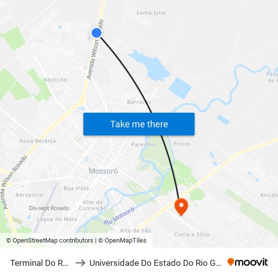 Terminal Do Redenção to Universidade Do Estado Do Rio Grande Do Norte map