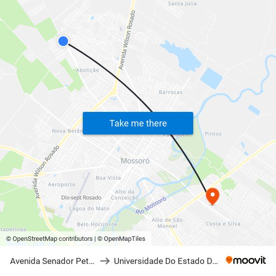 Avenida Senador Petrônio Portela, 288 to Universidade Do Estado Do Rio Grande Do Norte map