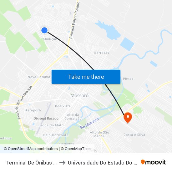 Terminal De Ônibus Do Abolição IV to Universidade Do Estado Do Rio Grande Do Norte map