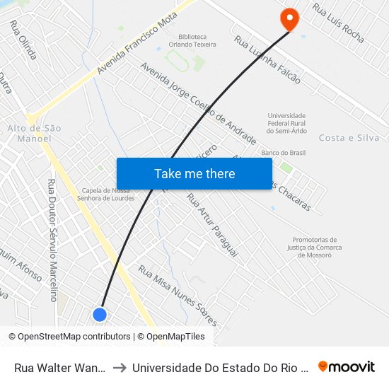 Rua Walter Wanderley, 65 to Universidade Do Estado Do Rio Grande Do Norte map