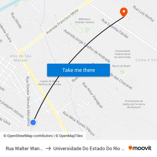 Rua Walter Wanderley, 11 to Universidade Do Estado Do Rio Grande Do Norte map