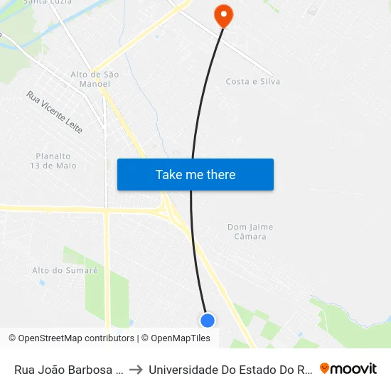 Rua João Barbosa De Lira, 2501 to Universidade Do Estado Do Rio Grande Do Norte map
