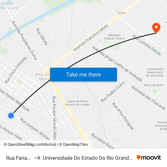 Rua Farias, 35 to Universidade Do Estado Do Rio Grande Do Norte map