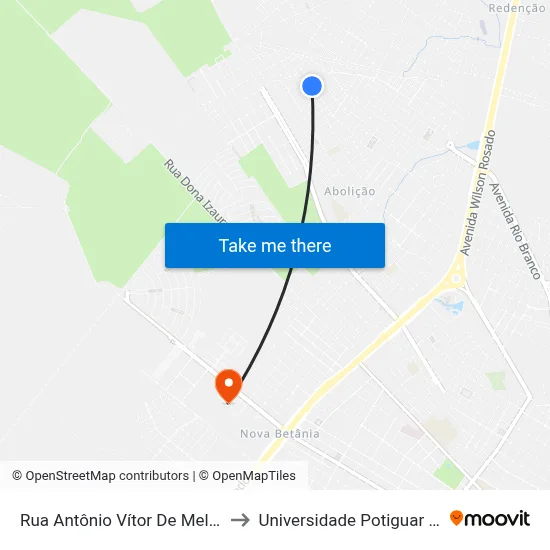 Rua Antônio Vítor De Melo, 453 to Universidade Potiguar (Unp) map