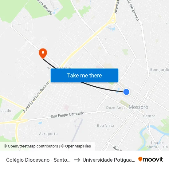 Colégio Diocesano - Santo Antônio to Universidade Potiguar (Unp) map