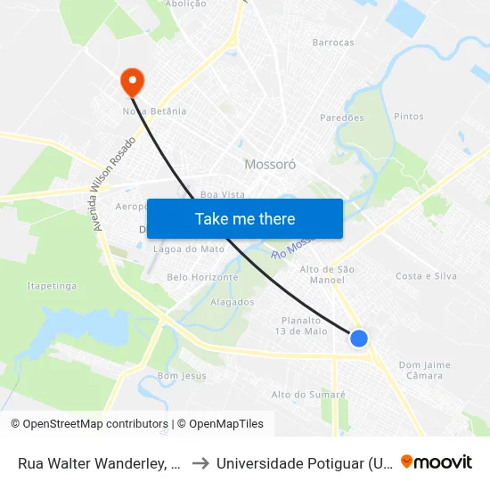 Rua Walter Wanderley, 146 to Universidade Potiguar (Unp) map