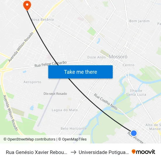 Rua Genésio Xavier Rebouças, 145 to Universidade Potiguar (Unp) map