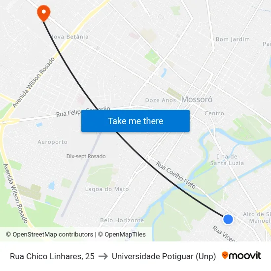 Rua Chico Linhares, 25 to Universidade Potiguar (Unp) map