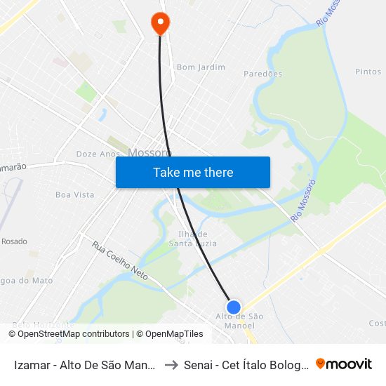 Izamar -  Alto De São Manoel to Senai - Cet Ítalo Bologna map