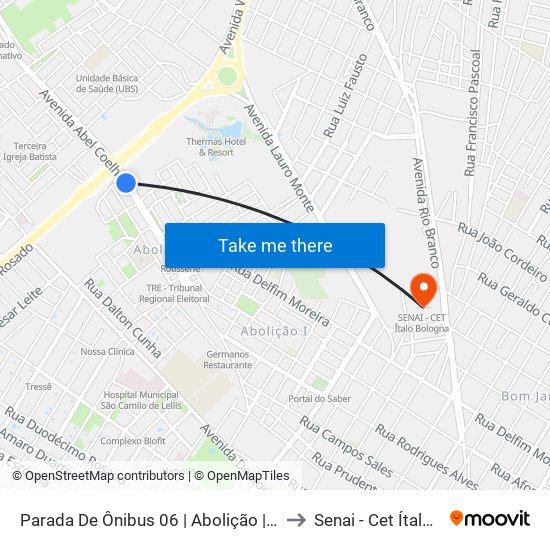 Parada De Ônibus 06 | Abolição | Rua Abel Coelho to Senai - Cet Ítalo Bologna map